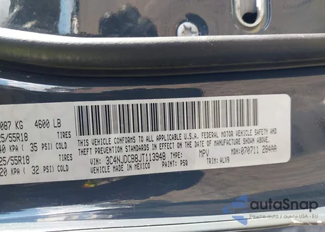2018 Jeep Compass Limited 4X4 from USA, damaged, VIN 3C4NJDCB8JT113948